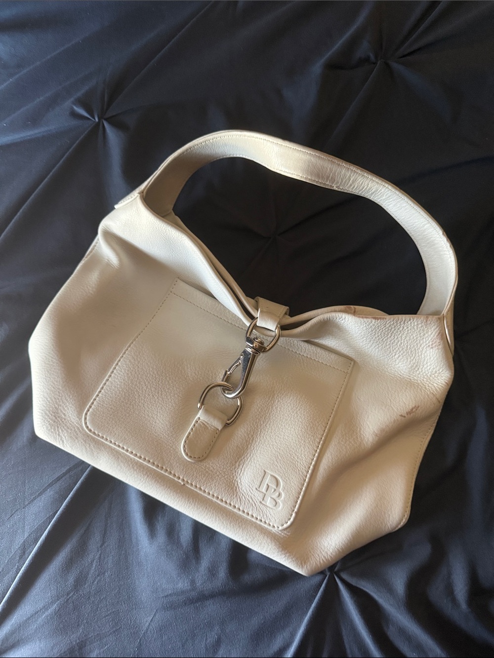 Dooney & Bourke Ivory Pebbled Leather Shoulder Hobo